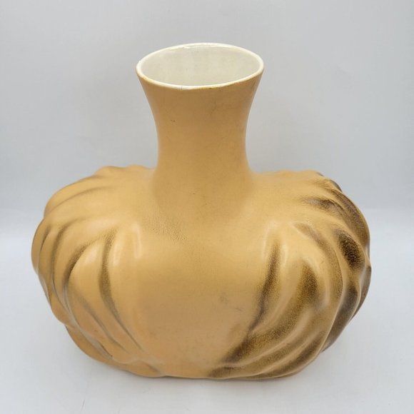 Vintage Large 1940's Art Deco Decorative Ornate Ruched Ceramic 12"x9" Vase - Picture 12 of 12